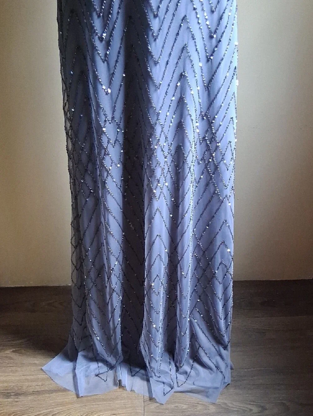 Elegant, Beaded V- shaped Neck Line